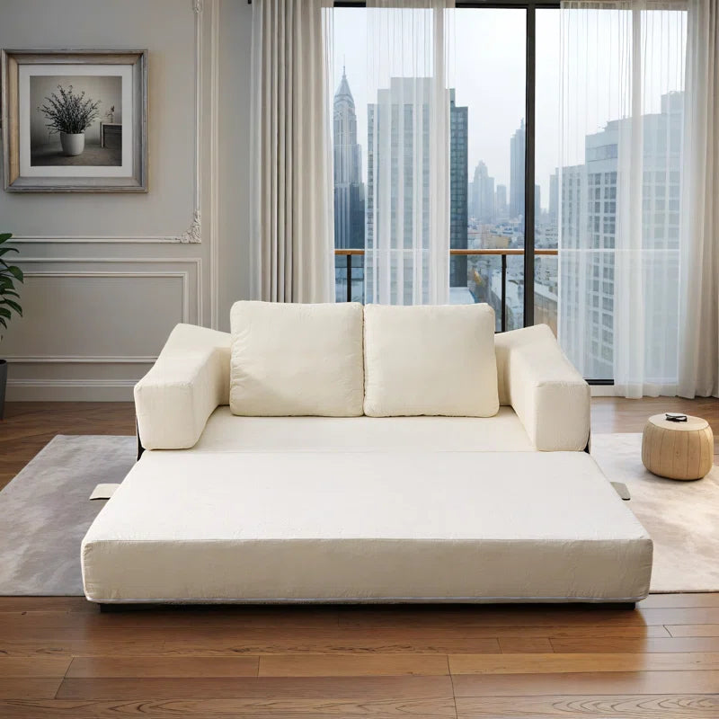 Upholstered Convertible Sleeper Sofa - Wooden Bazar