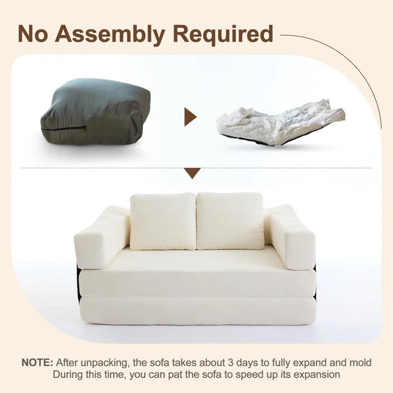 Upholstered Convertible Sleeper Sofa - Wooden Bazar