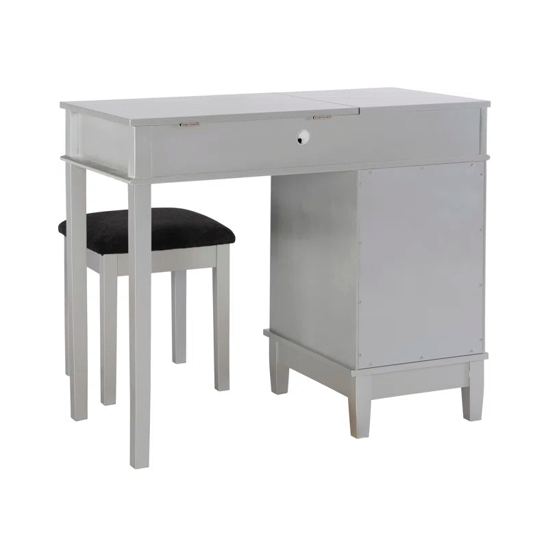Sherloking Contemporary Vanity Set with Mirror and Padded Matching Stool