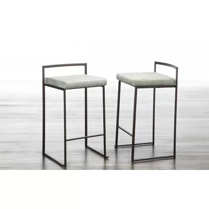 Deriko Swivel Upholstered Counter and bar Stool with Metal Frame (Set of 2)