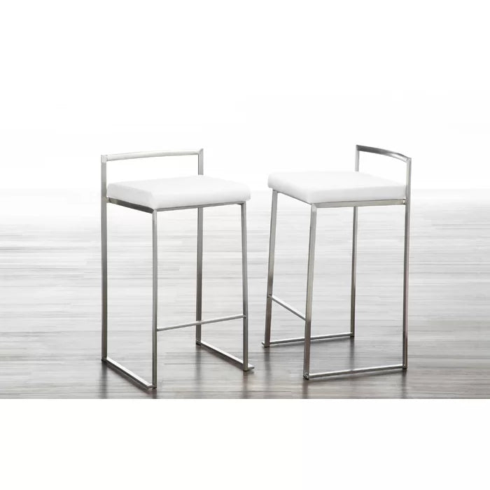 Deriko Swivel Upholstered Counter and bar Stool with Metal Frame (Set of 2)