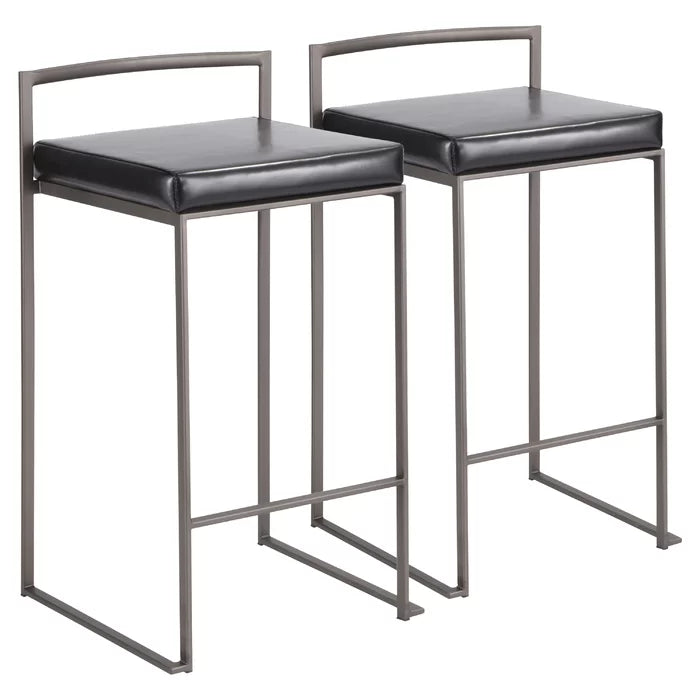 Deriko Swivel Upholstered Counter and bar Stool with Metal Frame (Set of 2)