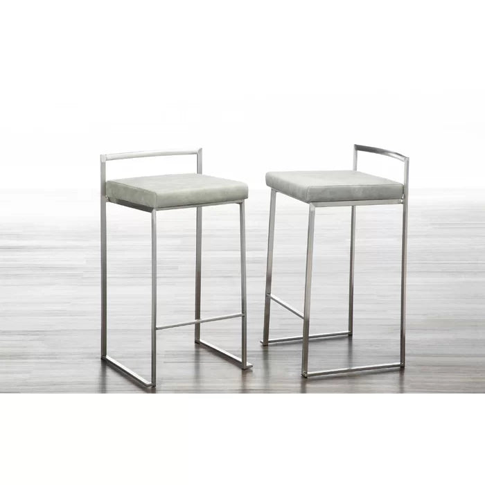 Deriko Swivel Upholstered Counter and bar Stool with Metal Frame (Set of 2)