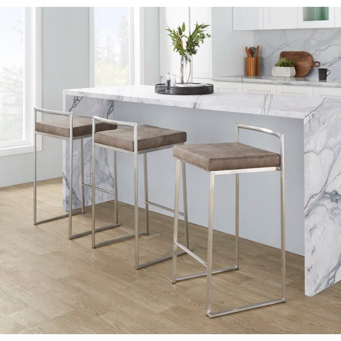 Deriko Swivel Upholstered Counter and bar Stool with Metal Frame (Set of 2)