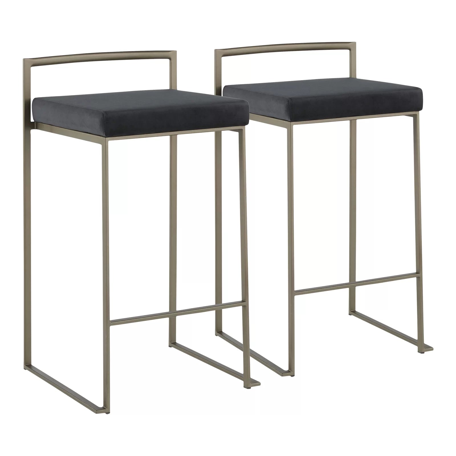 Deriko Swivel Upholstered Counter and bar Stool with Metal Frame (Set of 2)