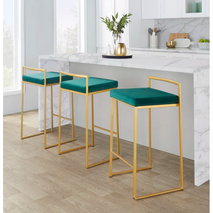 Deriko Swivel Upholstered Counter and bar Stool with Metal Frame (Set of 2)