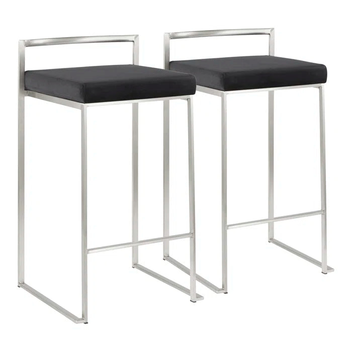 Deriko Swivel Upholstered Counter and bar Stool with Metal Frame (Set of 2)