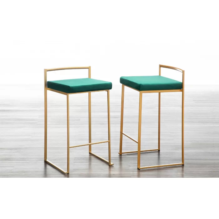 Deriko Swivel Upholstered Counter and bar Stool with Metal Frame (Set of 2)