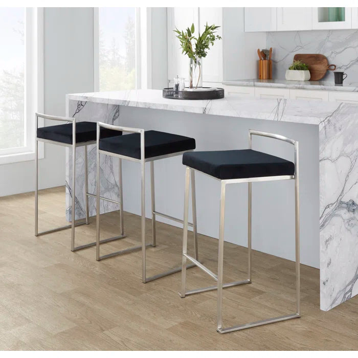 Deriko Swivel Upholstered Counter and bar Stool with Metal Frame (Set of 2)