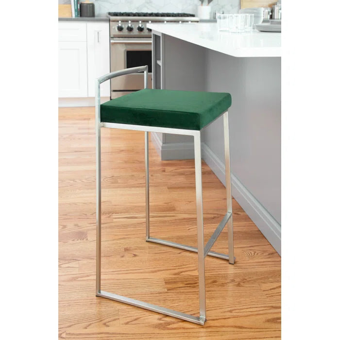 Deriko Swivel Upholstered Counter and bar Stool with Metal Frame (Set of 2)