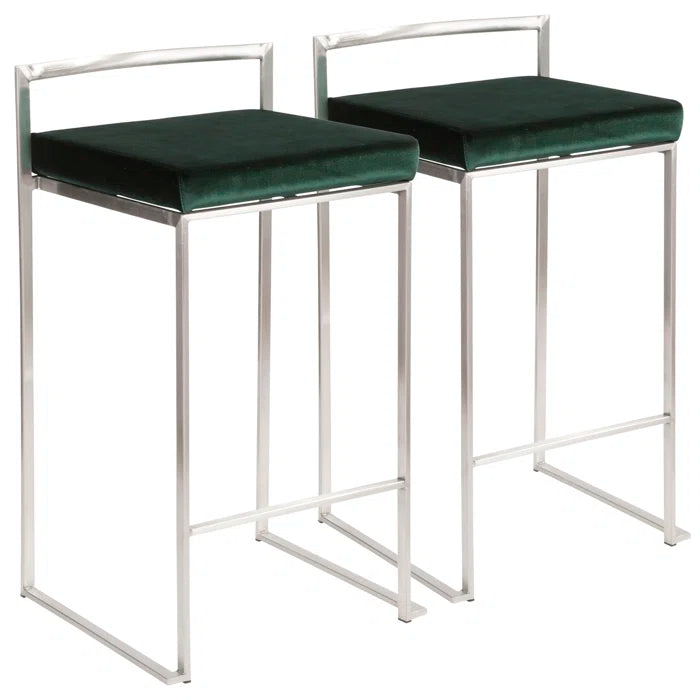 Deriko Swivel Upholstered Counter and bar Stool with Metal Frame (Set of 2)