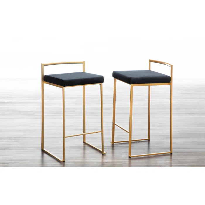 Deriko Swivel Upholstered Counter and bar Stool with Metal Frame (Set of 2)