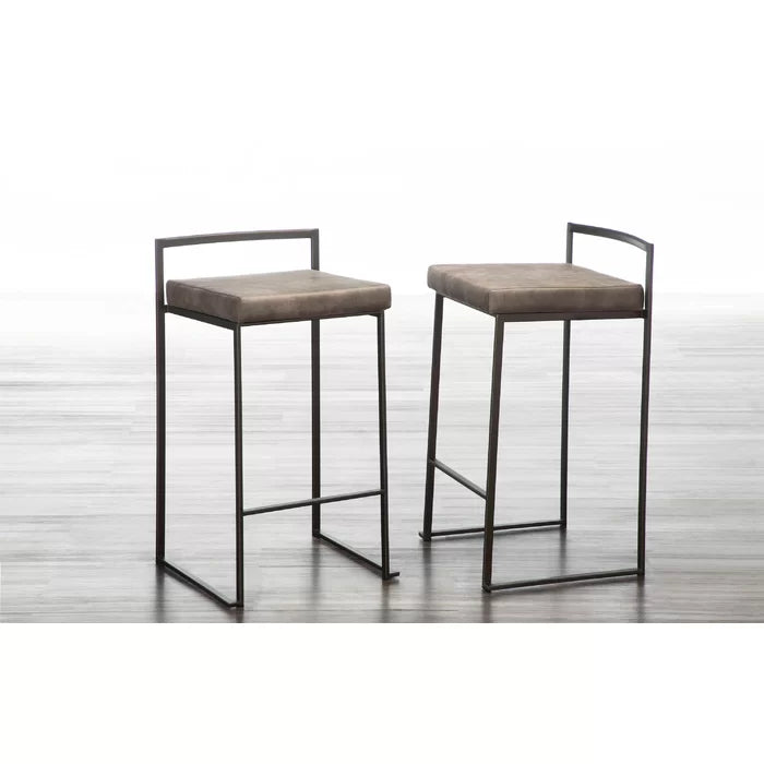 Deriko Swivel Upholstered Counter and bar Stool with Metal Frame (Set of 2)