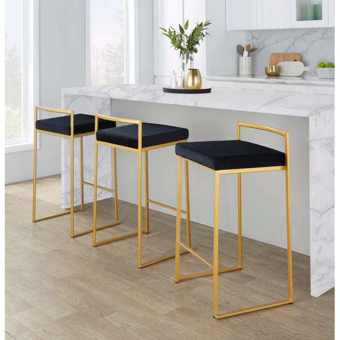 Deriko Swivel Upholstered Counter and bar Stool with Metal Frame (Set of 2)