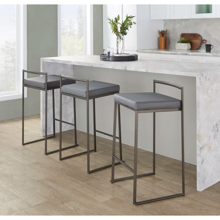 Deriko Swivel Upholstered Counter and bar Stool with Metal Frame (Set of 2)