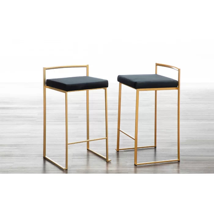 Deriko Swivel Upholstered Counter and bar Stool with Metal Frame (Set of 2)