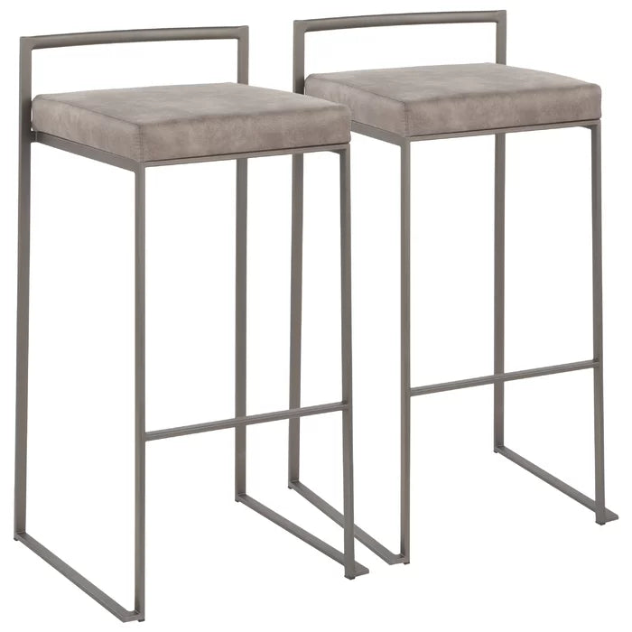 Deriko Swivel Upholstered Counter and bar Stool with Metal Frame (Set of 2)