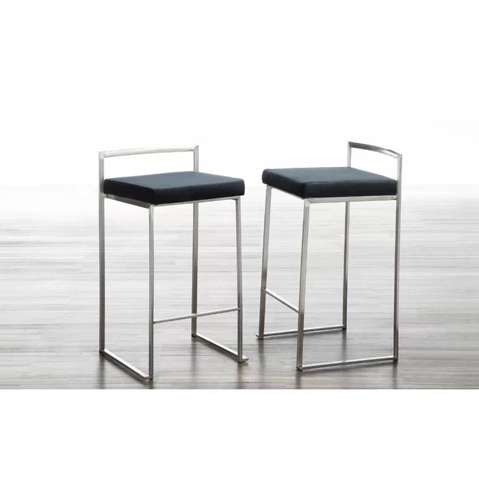 Deriko Swivel Upholstered Counter and bar Stool with Metal Frame (Set of 2)