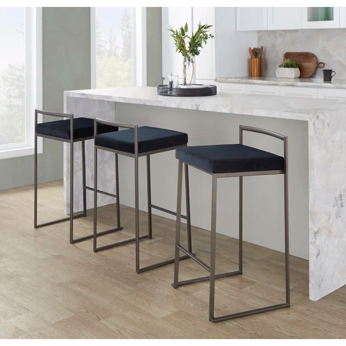 Deriko Swivel Upholstered Counter and bar Stool with Metal Frame (Set of 2)