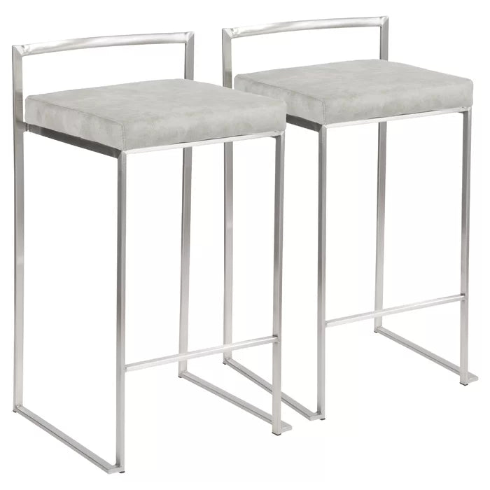 Deriko Swivel Upholstered Counter and bar Stool with Metal Frame (Set of 2)