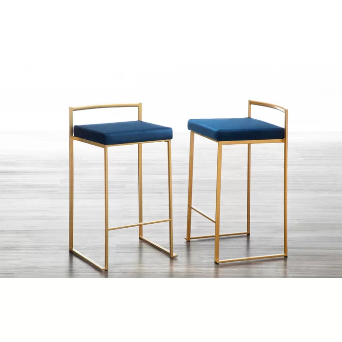 Deriko Swivel Upholstered Counter and bar Stool with Metal Frame (Set of 2)