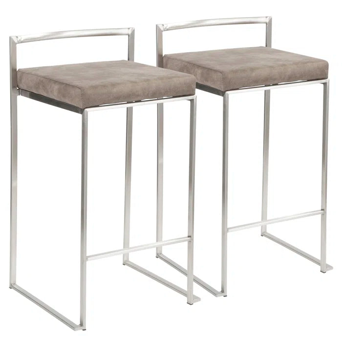 Deriko Swivel Upholstered Counter and bar Stool with Metal Frame (Set of 2)