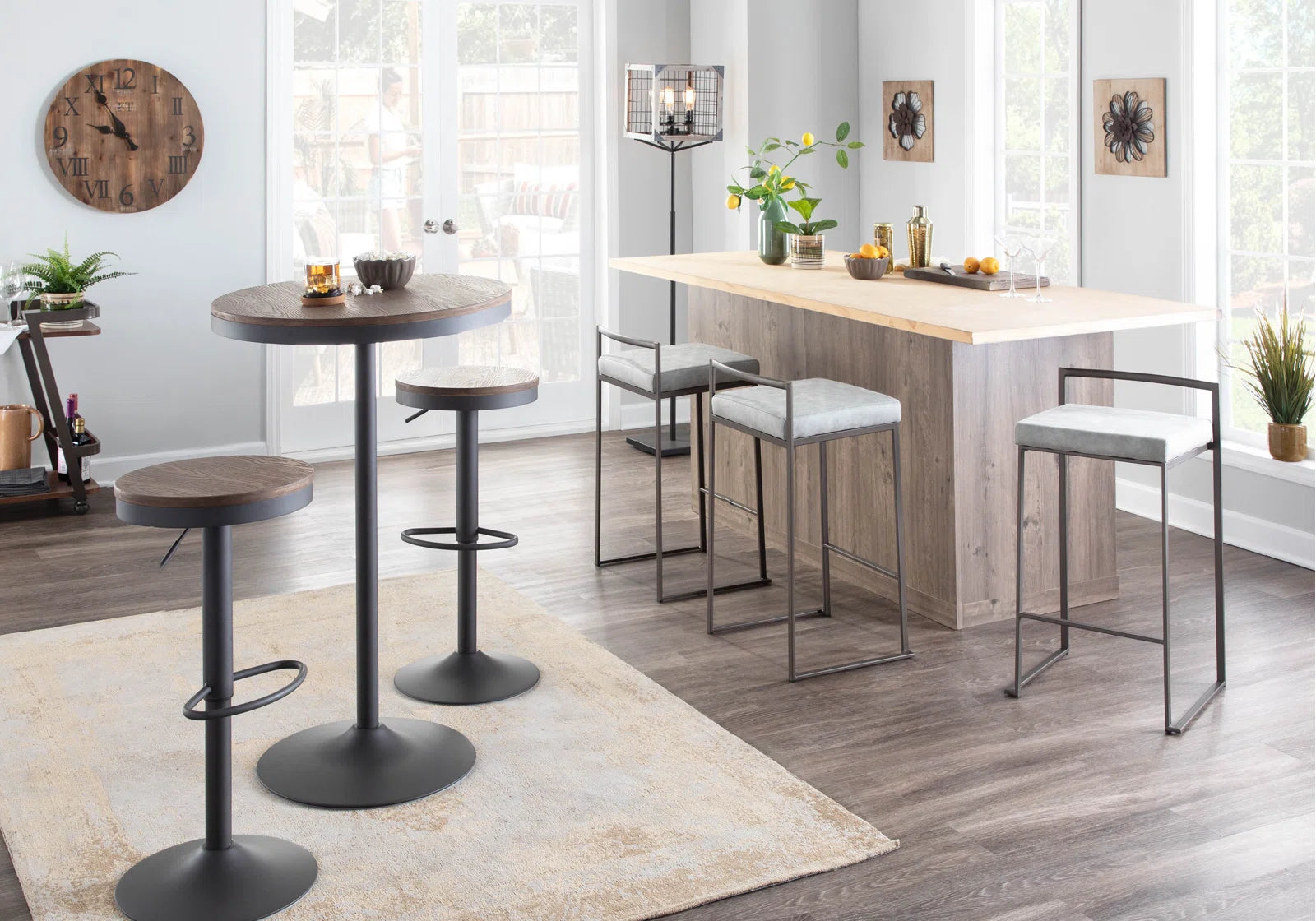 Deriko Swivel Upholstered Counter and bar Stool with Metal Frame (Set of 2)