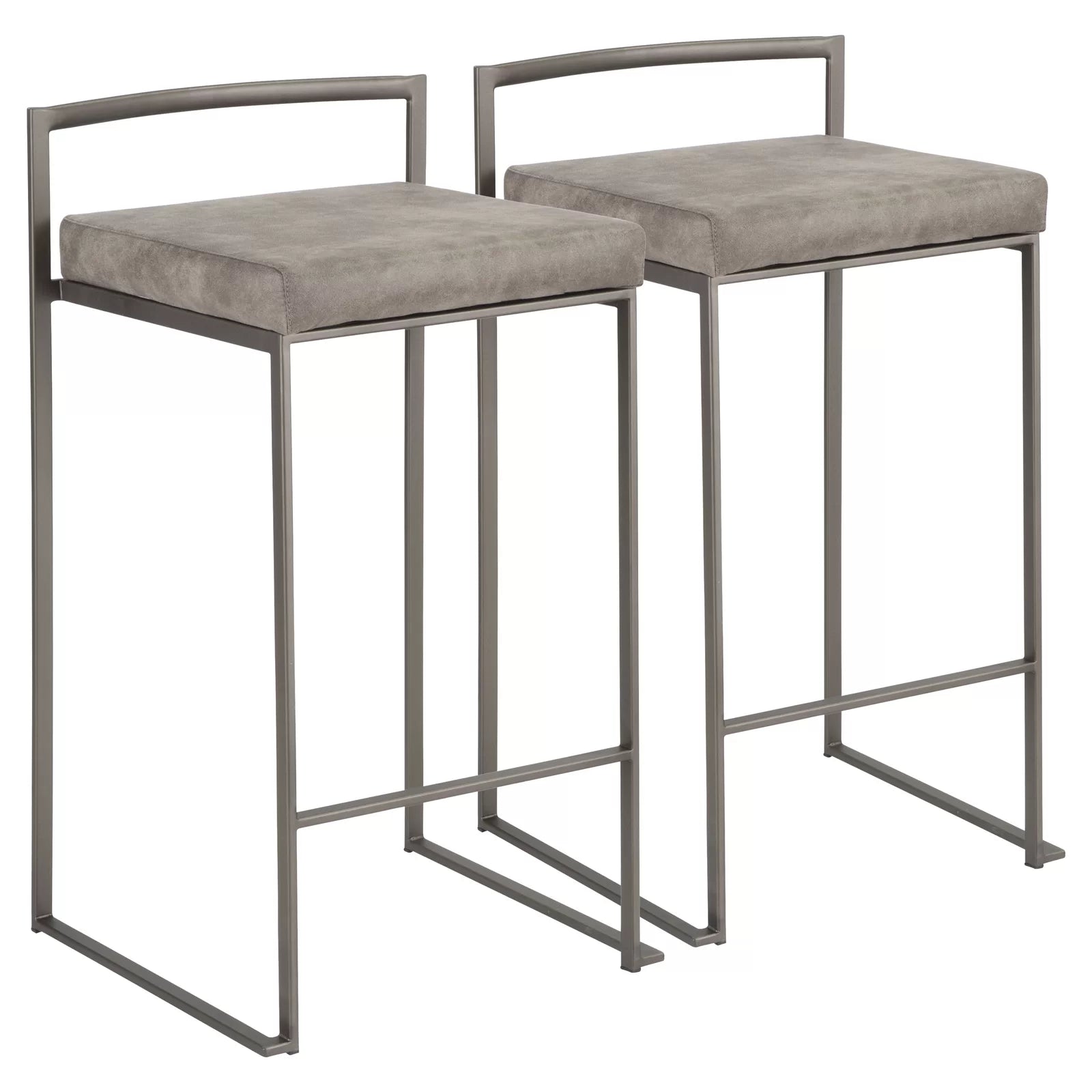 Deriko Swivel Upholstered Counter and bar Stool with Metal Frame (Set of 2)