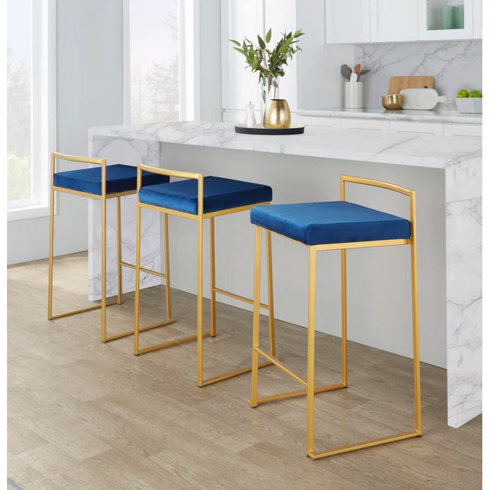 Deriko Swivel Upholstered Counter and bar Stool with Metal Frame (Set of 2)