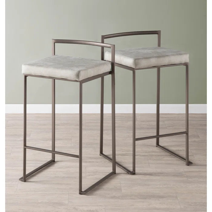 Deriko Swivel Upholstered Counter and bar Stool with Metal Frame (Set of 2)