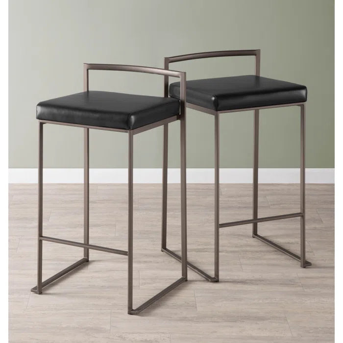 Deriko Swivel Upholstered Counter and bar Stool with Metal Frame (Set of 2)