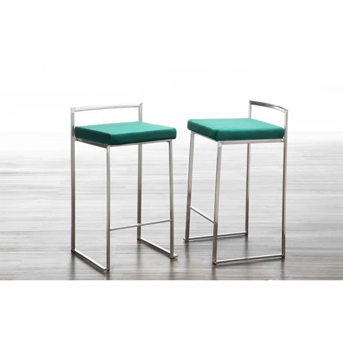 Deriko Swivel Upholstered Counter and bar Stool with Metal Frame (Set of 2)