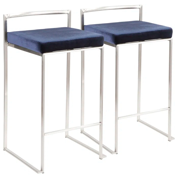 Deriko Swivel Upholstered Counter and bar Stool with Metal Frame (Set of 2)