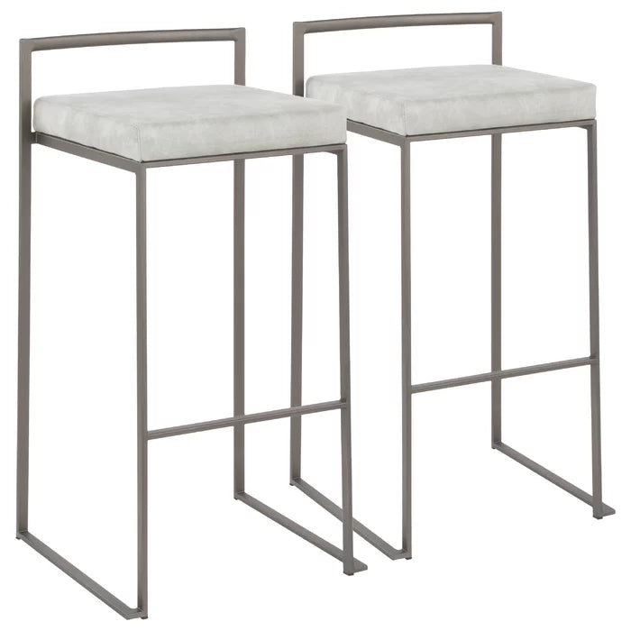 Deriko Swivel Upholstered Counter and bar Stool with Metal Frame (Set of 2)