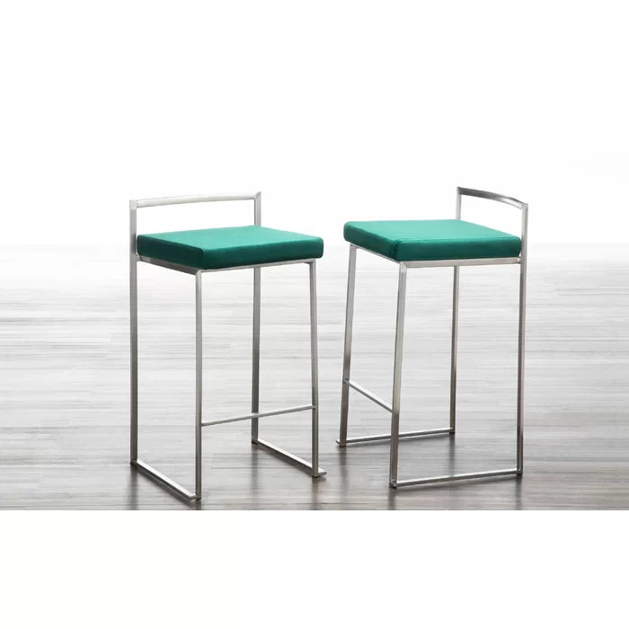 Deriko Swivel Upholstered Counter and bar Stool with Metal Frame (Set of 2)