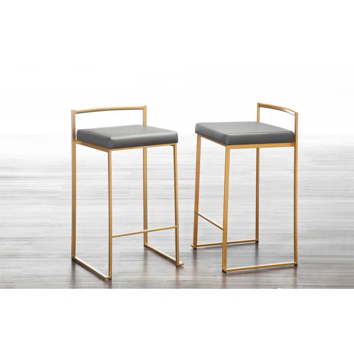 Deriko Swivel Upholstered Counter and bar Stool with Metal Frame (Set of 2)