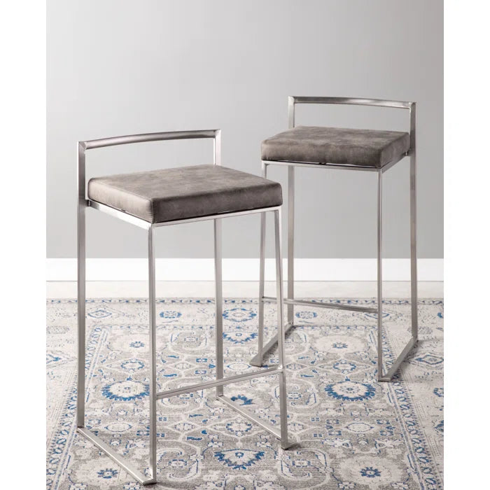 Deriko Swivel Upholstered Counter and bar Stool with Metal Frame (Set of 2)