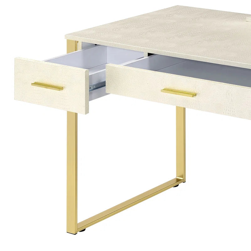 Caviol  3 - Drawer Vanity Desk with Mirror  - Wooden Bazar