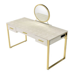 Caviol  3 - Drawer Vanity Desk with Mirror  - Wooden Bazar