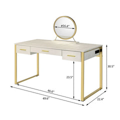 Caviol  3 - Drawer Vanity Desk with Mirror  - Wooden Bazar