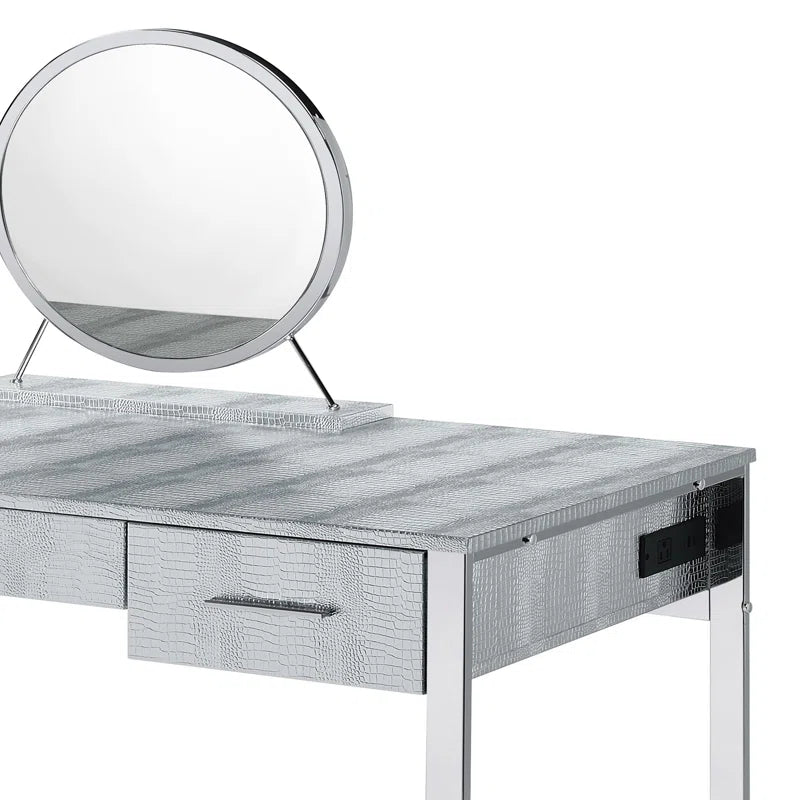 Caviol  3 - Drawer Vanity Desk with Mirror  - Wooden Bazar