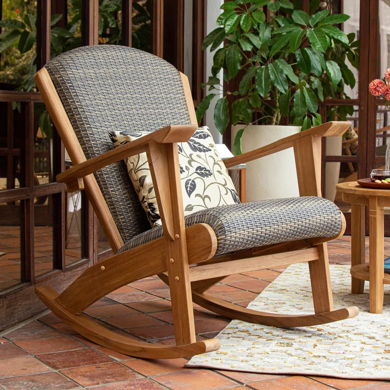 Ventory Rocker Solid Wood Chair with Cushions - Wooden Bazar