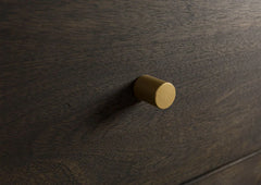Luxury Dark Wood Sideboard with 3D Geometric Diamond Pattern Brass Inlay & Gold Accents