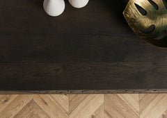 Luxury Dark Wood Sideboard with 3D Geometric Diamond Pattern Brass Inlay & Gold Accents