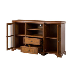 Multifunctional Wooden TV Stand with Shelf and 2 Drawers and Sturdy Legs