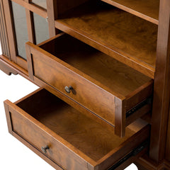 Multifunctional Wooden TV Stand with Shelf and 2 Drawers and Sturdy Legs