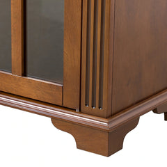 Multifunctional Wooden TV Stand with Shelf and 2 Drawers and Sturdy Legs