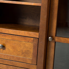 Multifunctional Wooden TV Stand with Shelf and 2 Drawers and Sturdy Legs