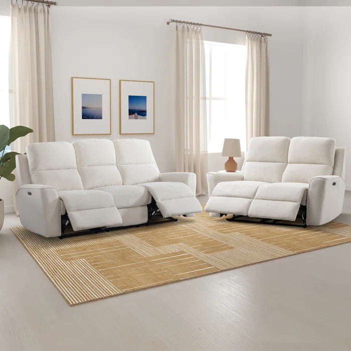 Divonas 2 Piece Modern Chenille Power Reclining Living Room Luxury Sofa Set