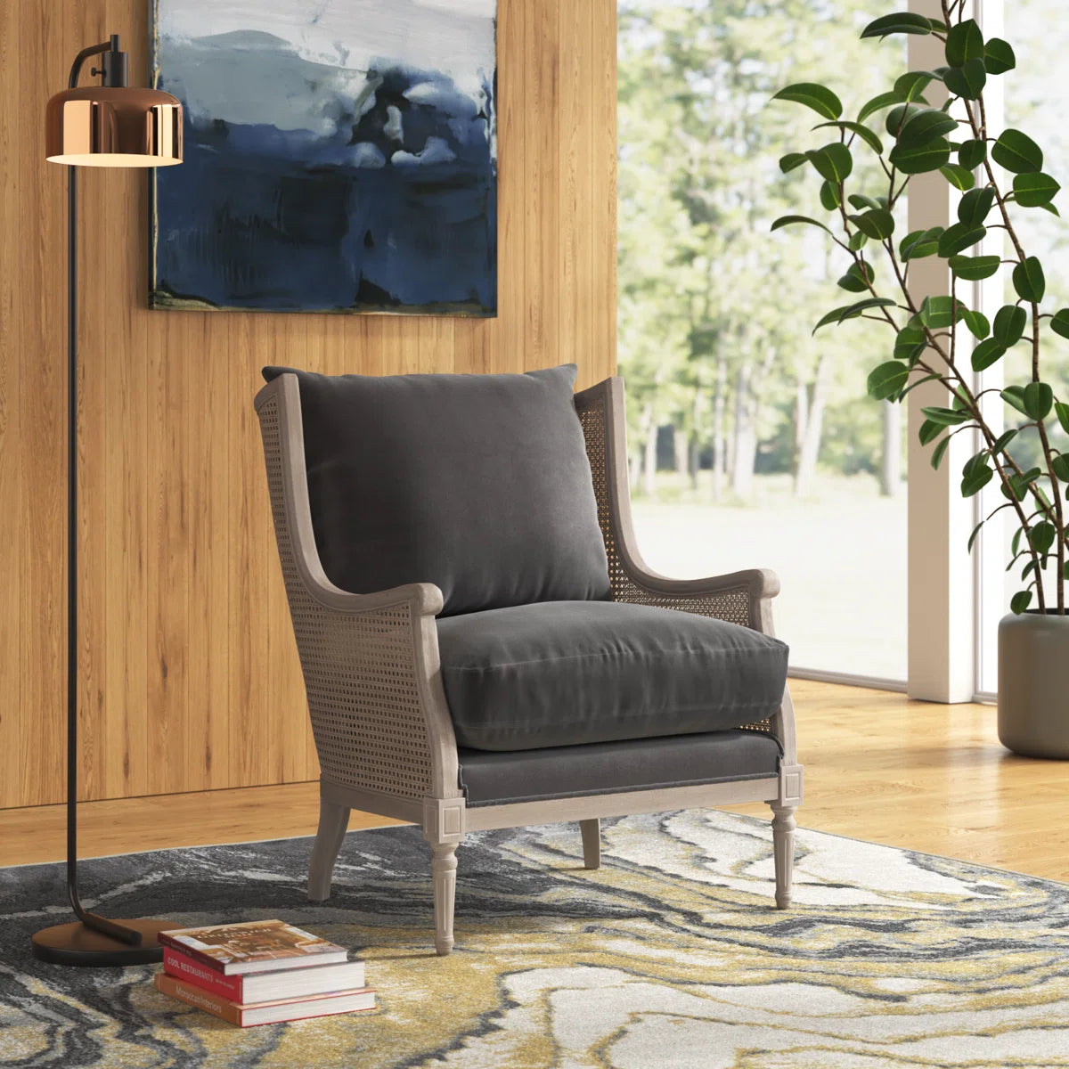 Solid Wood Armchair – Durable Frame with Soft Upholstery